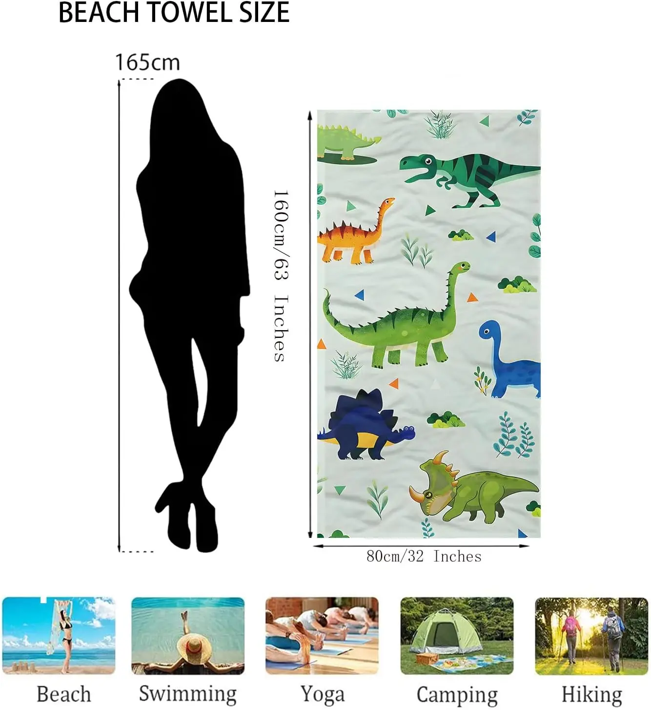 Saugfähiges Weiches Strandtuch Mit Cartoon Dinosaurier Motiv_voghion.com