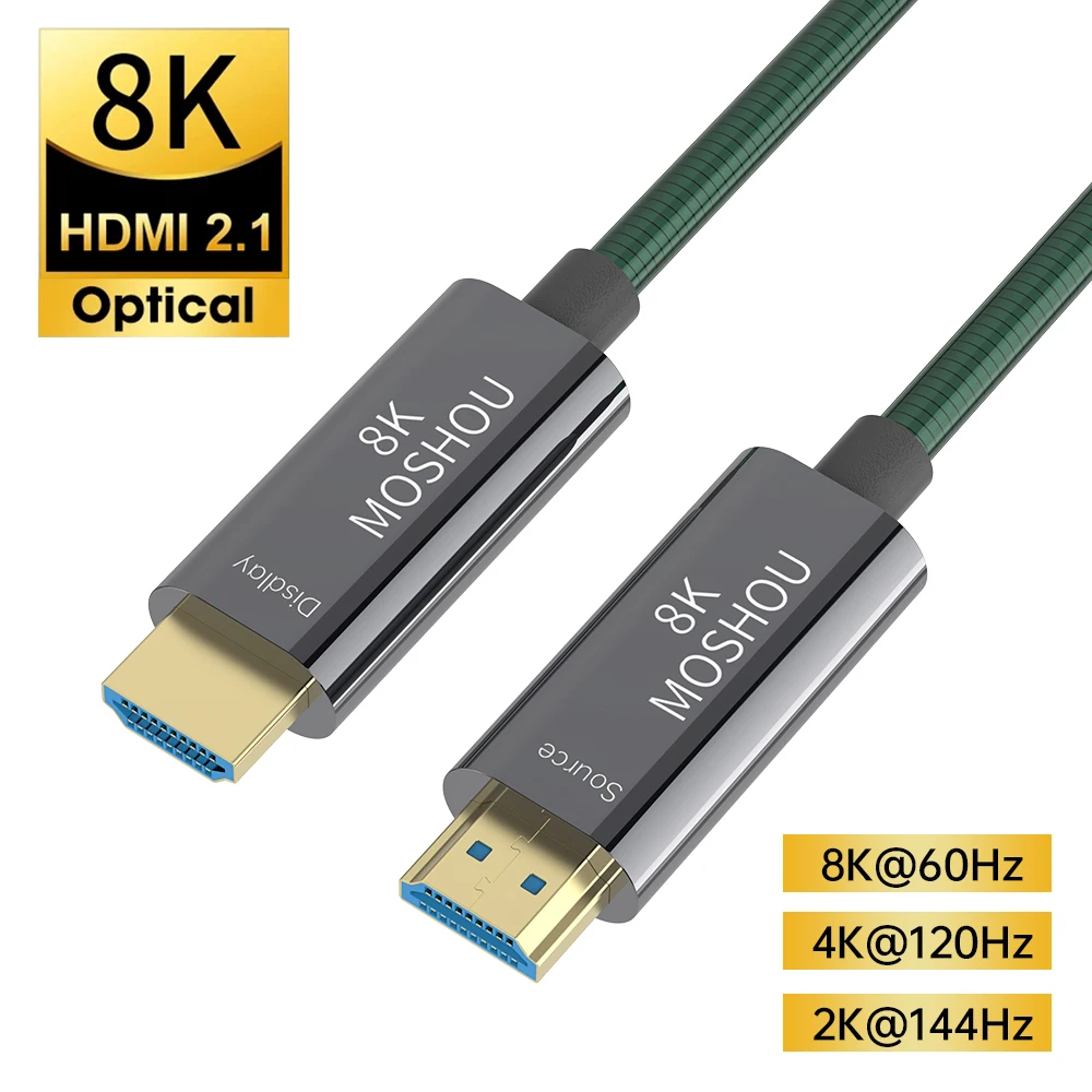 MOSHOU 8K HDMI 2,1 Cable de fibra óptica 48Gbps 8K 60Hz 4K