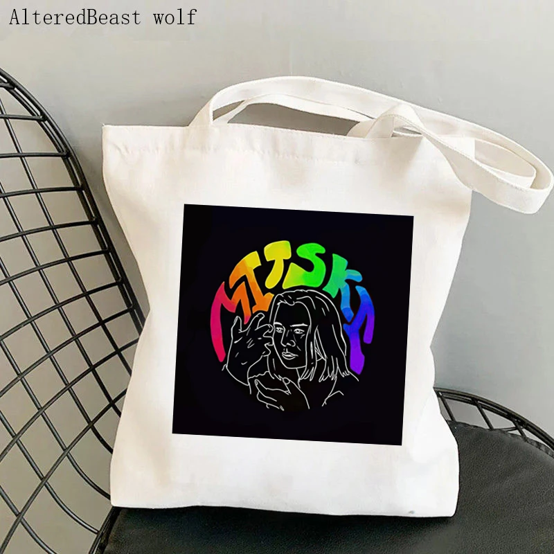 Women Shopper bag Mitski Knife Printed Kawaii Bag Harajuku Shopping Canvas Shopper Bag girl handbag Tote Shoulder Lady Bag