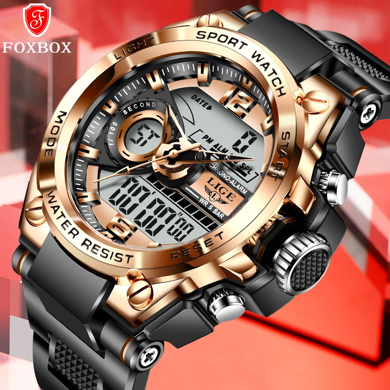 Top Brand LIGE Men Military Watch 50m Waterproof Water LED Alarm Sports Clocks Casual Wristwatch For Men Male Relogios Masculino