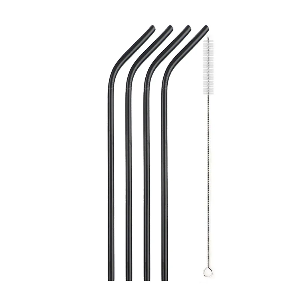 Set of 4/8 Eco-Friendly Reusable Stainless Steel Drinking Straws