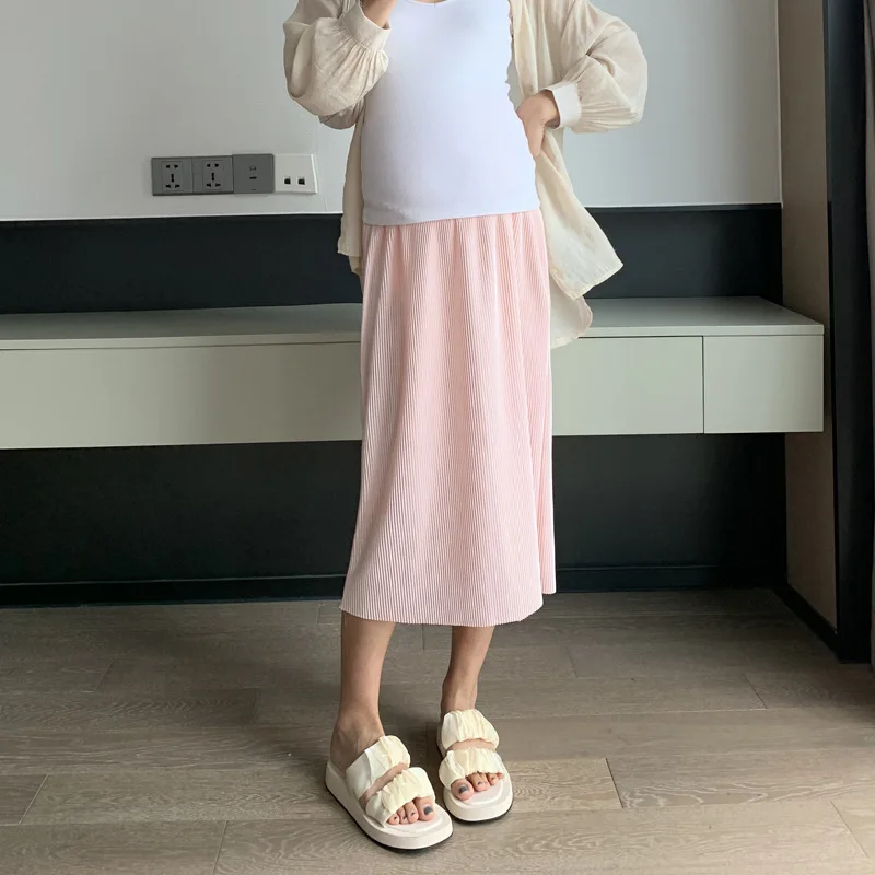 Pregnant Women's Half length Pants Skirt Summer Casual Pleated Chiffon Skirt Summer versatile mid Length Fashion Ice