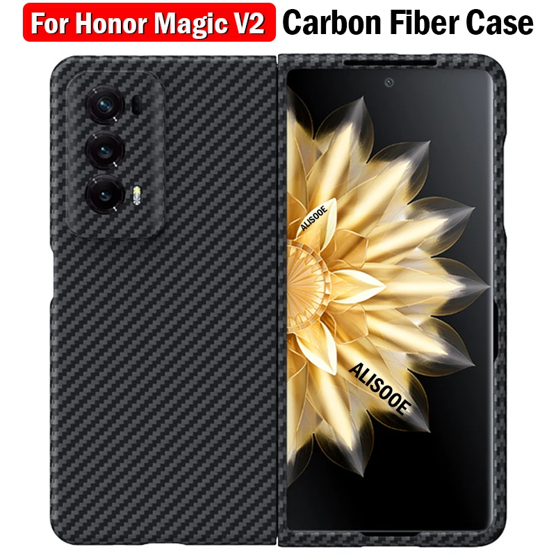 

For Honor Magic V2 Real Carbon Fiber Cover Funda for Honor Magic V 2 Case Ultra Thin Aramid Fiber Matte Protection Phone Capa