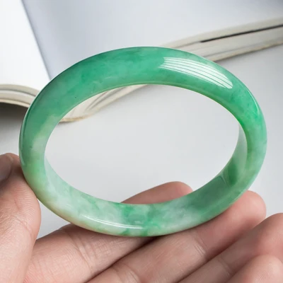 

Natural Burmese Emerald 54mm-64mm Light Green Bracelet Elegant Princess Jewelry Best Gift for Mom and Girlfriend