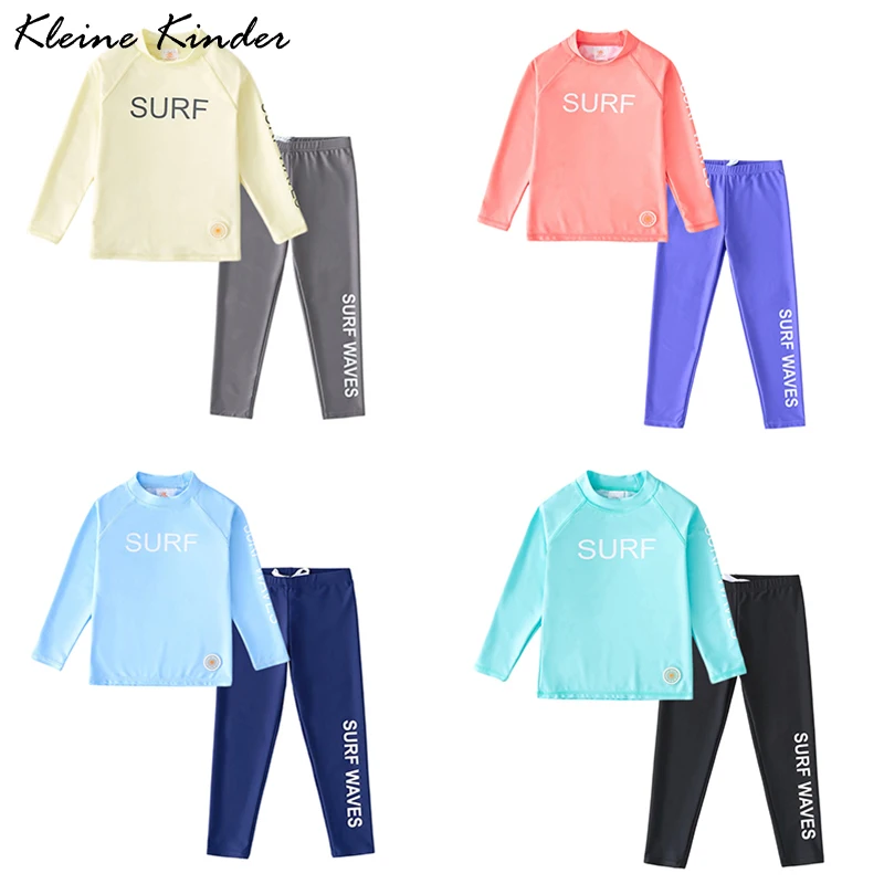 Swimsuit for Children Long Sleeve Swimming T Shirt and Pants UPF50 Boys Girls Swimwear Anti UV Beach Kids Surfing Bathing Suit