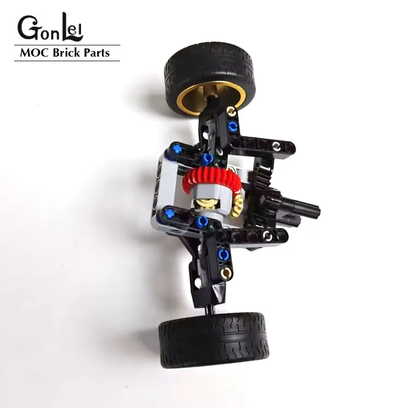 MOC Compact 4WD Front Axle With Differential for Mechanism Front Suspension Streering System Technical Bricks Car Building Block