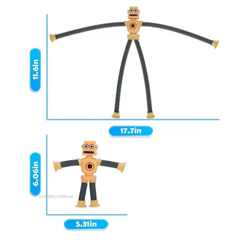 Stretchy Tube Robot Puzzle Toy Novelty Creative Cartoon Suction Cup Springs Telescopic Robot Shape Toys Kids Gifts Party Favor Fidget Toys Stress Relief Toys Party Toys