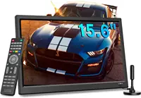 15.6 inch Small Kitchen TV with ATSC Tuner/HDMI/USB/AV, Built-in TV Steel Stand and Remote Control for Bedroom,RV,Camping