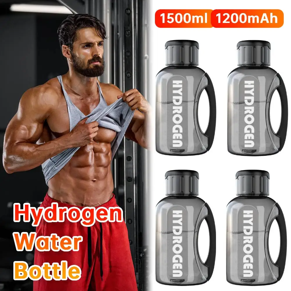 1.5L Hydrogen Water Bottle USB Rechargeable Hydrogen Rich Molecular Water Cup Portable Ionizer Bottle for Home/Gym Fitness