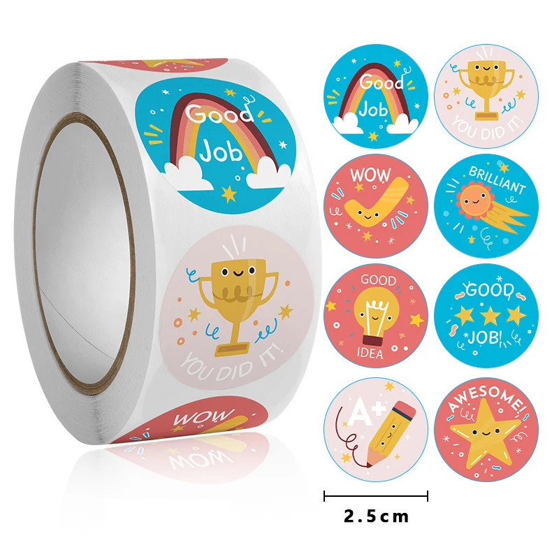 

500pcs Cute Cartoon Sticker for Reward Children Classroom Teacher Home Prize Motivational Kids Stationery Stickers Scrapbooking