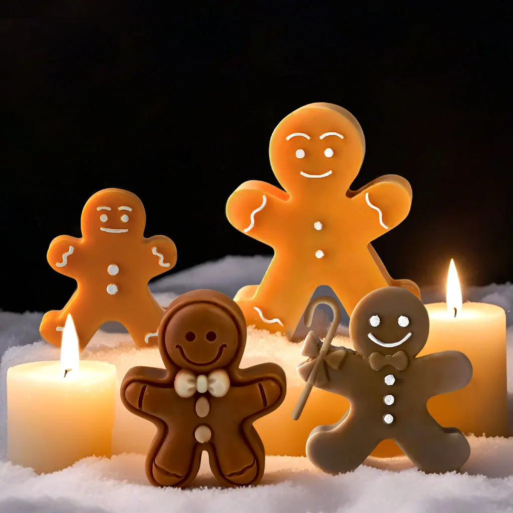 DIY Cartoon Lebkuchenmann Silikon Kerzenform Weihnachten Keks Schokolade Backwerkzeug Handgemachte Seife Kerzenherstellung Zubehör – Detail 2