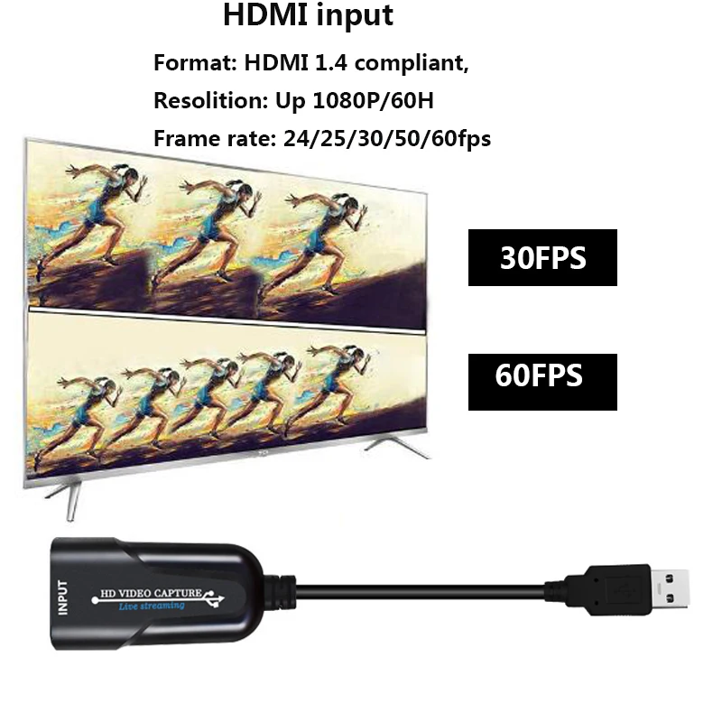 Video Capture Card USB to HDMI 1080P30Hz Video Capture HDMI to USB Video Capture Card for Ps4 Game Concert Show Live Broadcast
