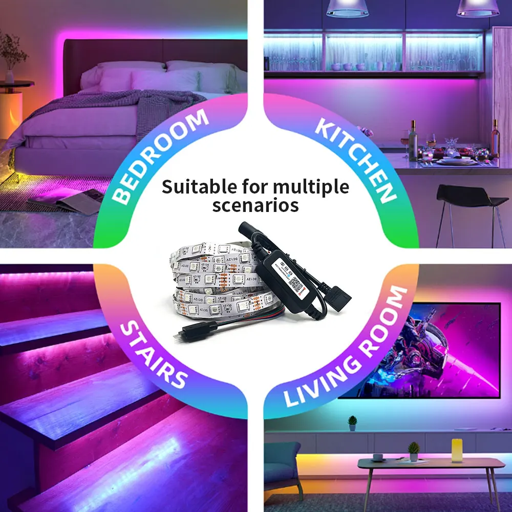 Light Strip Lotus Lantern Smart Bluetooth 5M 12V 5050 RGB LED APP Remote Control For Living room bedroom gaming room smart led strip light