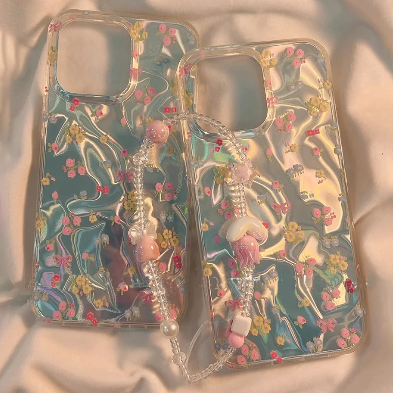 Bowknot Floral Cute Chain Phone Case Cover