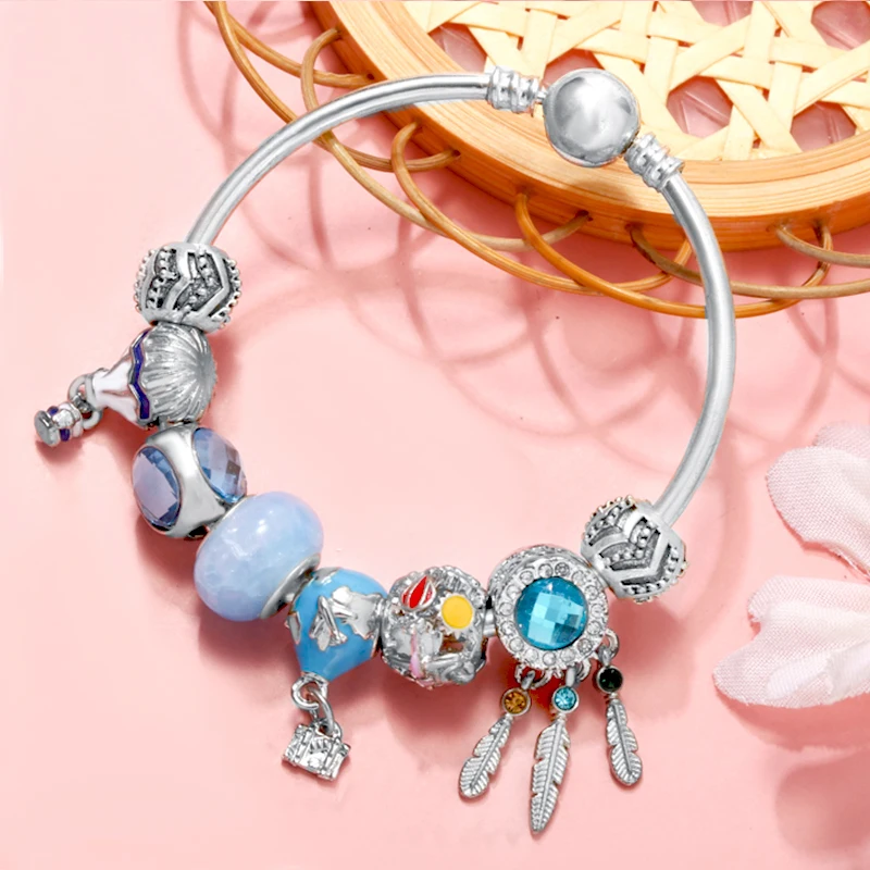 Ловец снов и воздушный шар путешествие по всему миру Шарм бусины с подвеской подходит для брендового браслета для женщин ювелирные изделия подарок