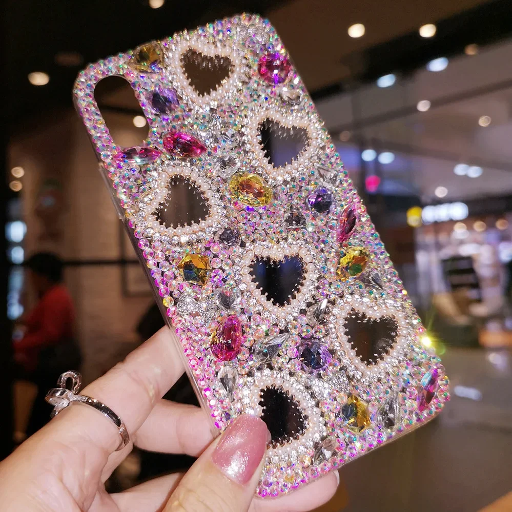 

Luxury Bling Color Rhinestone Love Heart Case Capa For Samsung GalaxyA22 A32 A52 A71 A51 A72 A73 A53 A33 A74 A54 A34 Phone Cover