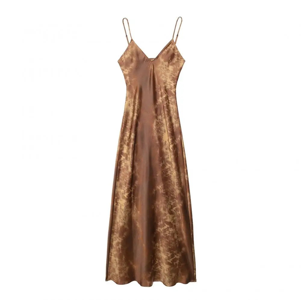 

Underwear Silk Satin Dress Textured Backless Midi Dresses Spaghetti Strap Vestidos V-Neck Camisole Skirt for Club Streetwear