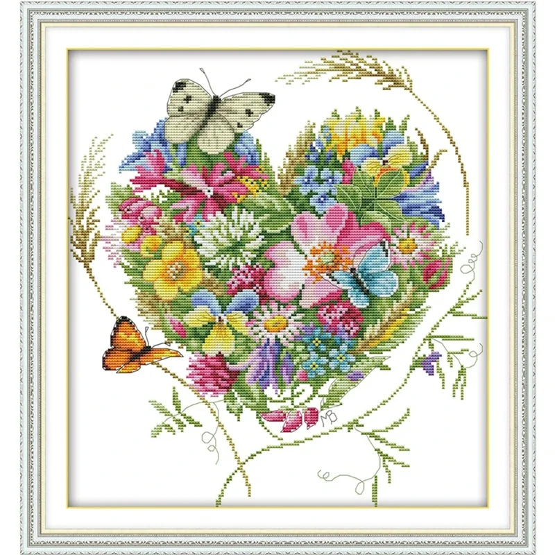 Butterflies love flowers cross stitch kit aida 14ct 18ct count stitches embroidery DIY handmade needlework