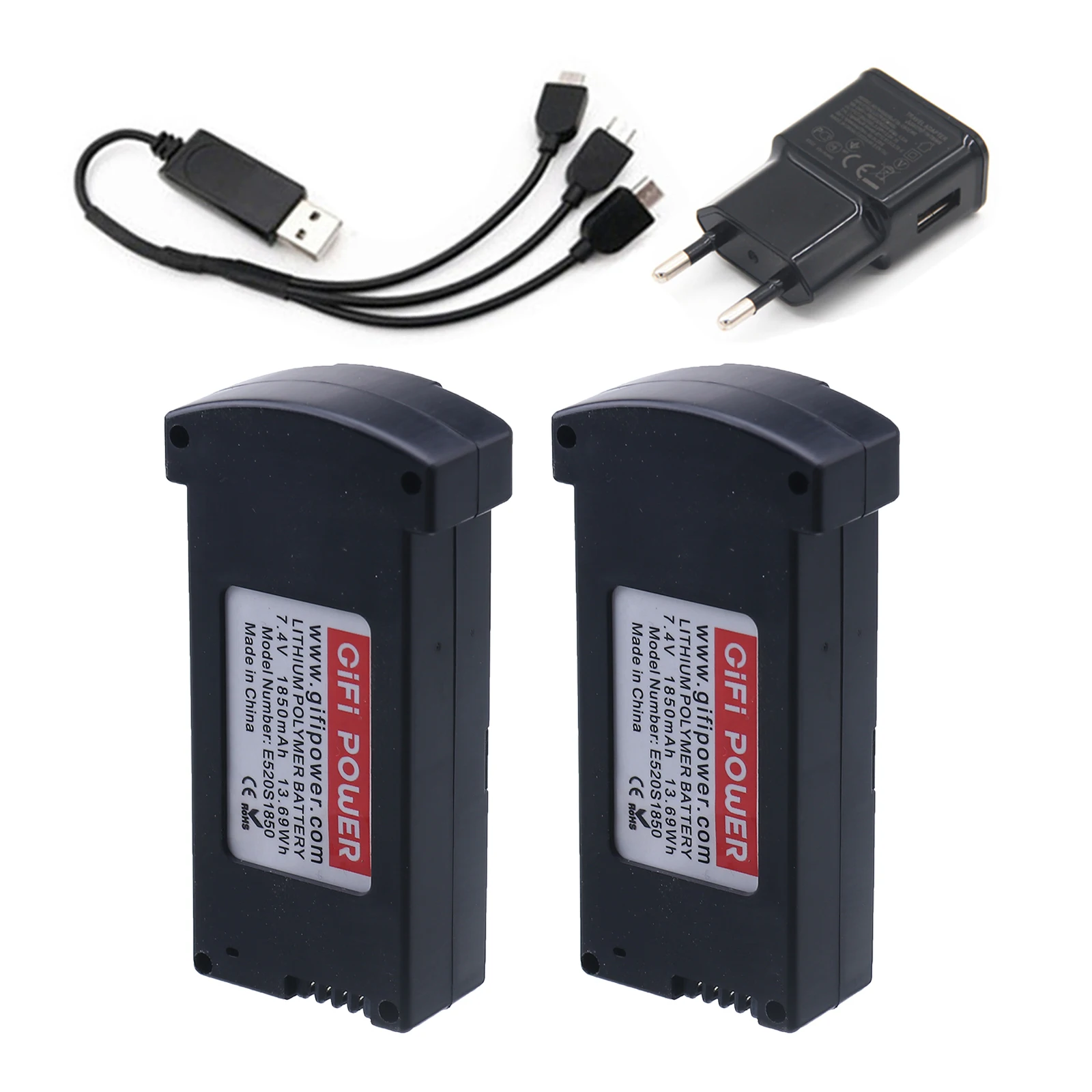 Lot de câbles chargeur drone 3-en-1 - EU, multiprise