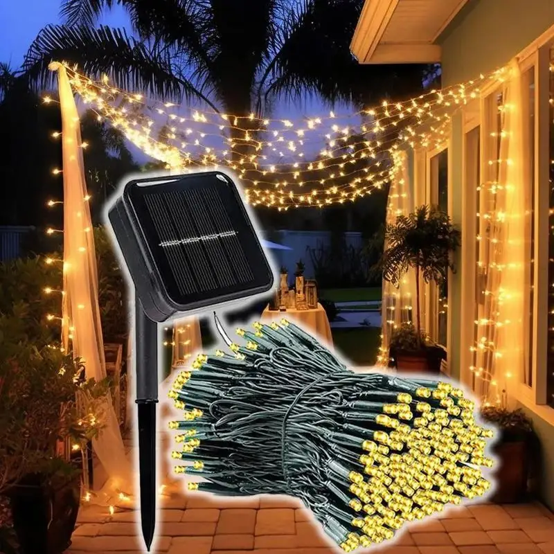 Solar-Powered LED String Lights for Outdoor Holiday and Garden Decor