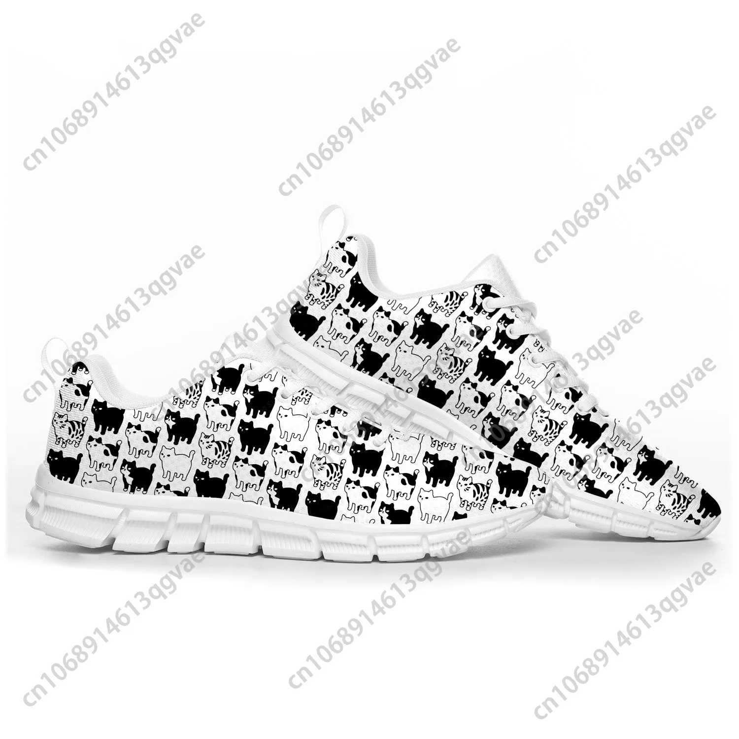Cute Fat Cat Pet Cat Pop Sports Shoes Mens Womens Teenager Kids Children Sneakers Casual Custom High Quality Couple Shoes White