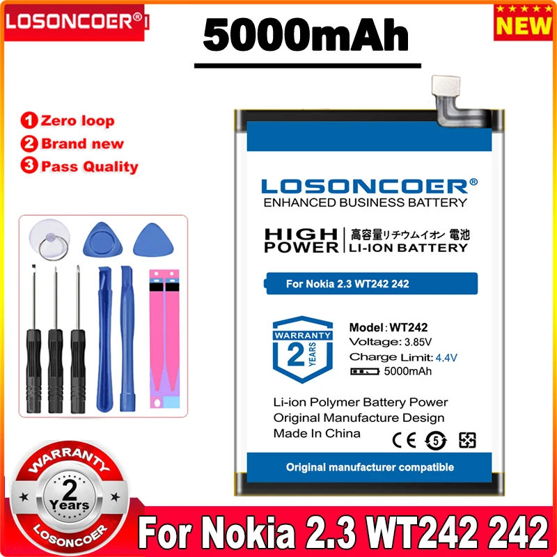 

LOSONCOER 5000mAh WT242 Battery For Nokia 2.3 WT242 242 Mobile Phone