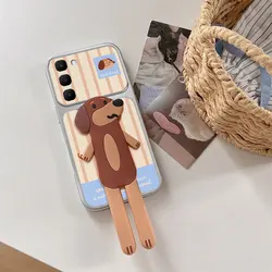 3D Cartoon Polka Dots Dog Soft TPU Case with Foldable Kickstand Cover for Tecno Spark Go 2024 (Coffee)