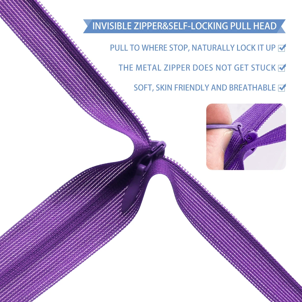 6-Piece Set: Invisible Nylon Zippers with Lace Edge - Assorted Sizes