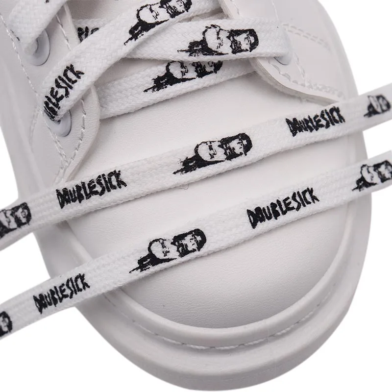Handsome man 9mm Black Shoelaces 60-180cm Vintage Printing Shoelaces Super Bootlaces Shimmering  Shoe Laces for Queens Kids