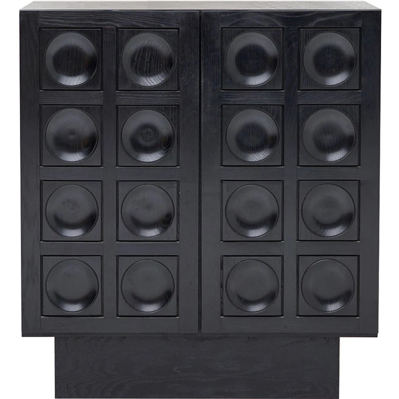 

Nordic Ash Entrance Cabinet Black Retro Style Sideboard Cabinet Modern Minimalism Personality Design Locker