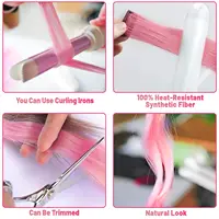 Extensions capillaires synthétiques noires longues et lisses, 10 pièces, postiches à reflets colorés de 22 pouces pour femmes, enfants et filles 5