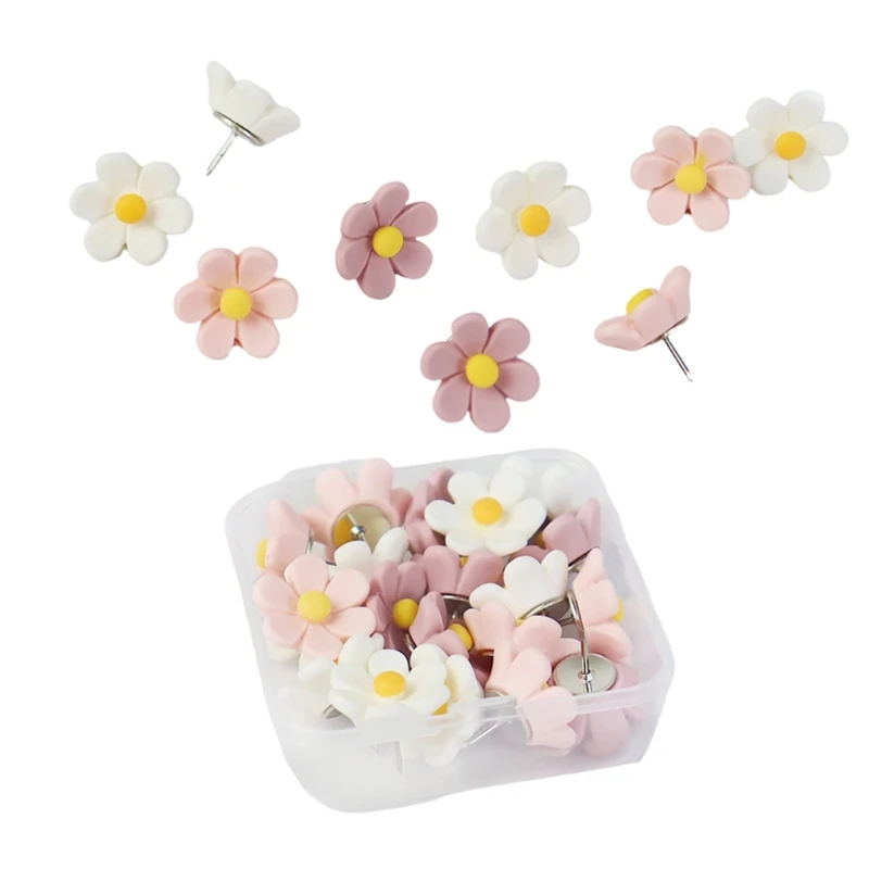 20/30Pcs Flower Push Pins Cork Notice Board Thumb Tacks Drawing Pins Map Office Notice Board Bulletin push pins