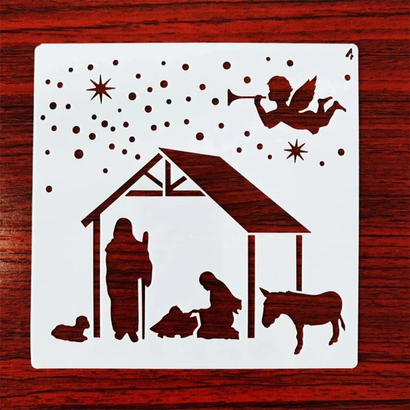 12 Pochoirs De Noël Réutilisables – 13x13 Cm – Modèles Sapin, Bonhomme De Neige, Etc. – Pour Peinture Et DIY - 12