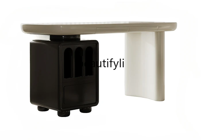 

French Retro Desk Storage Cabinet Integrated Cream Style Designer Workbench Computer Desk Home Study Reading Table