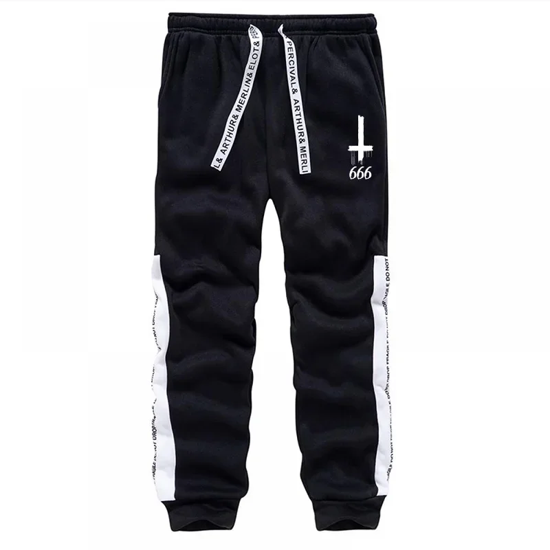 بلوزات رجالية Sweatpants عالية الجودة الشيطان 666 رمز طباعة هوديي 2 قطعة مجموعة الخريف الشتاء اليومية عادية رياضي بدلة عدو