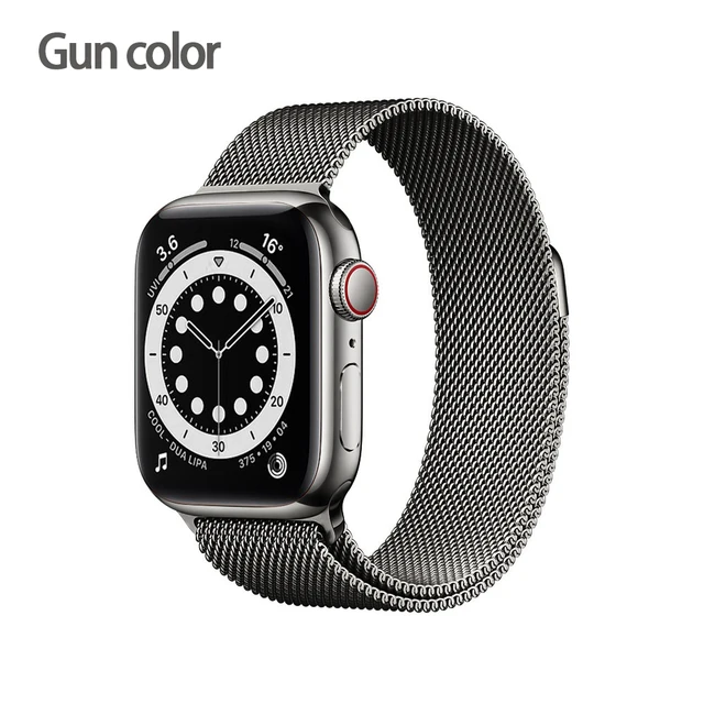 Metal Milanese loop Strap For Apple watch band 7 45mm 44mm 40mm iWatch Series 42mm38mm stainless steel bracelet magnetic 3456 se Gun color