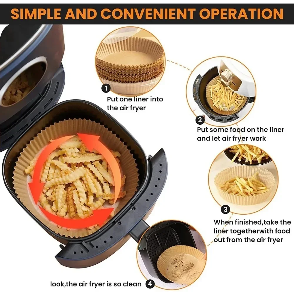 Disposable Airfryer Baking Paper Liner 50/100PCS Kitchen Oven Oil Absorbing Paper Bakeware Non-Stick Baking Mat Tray