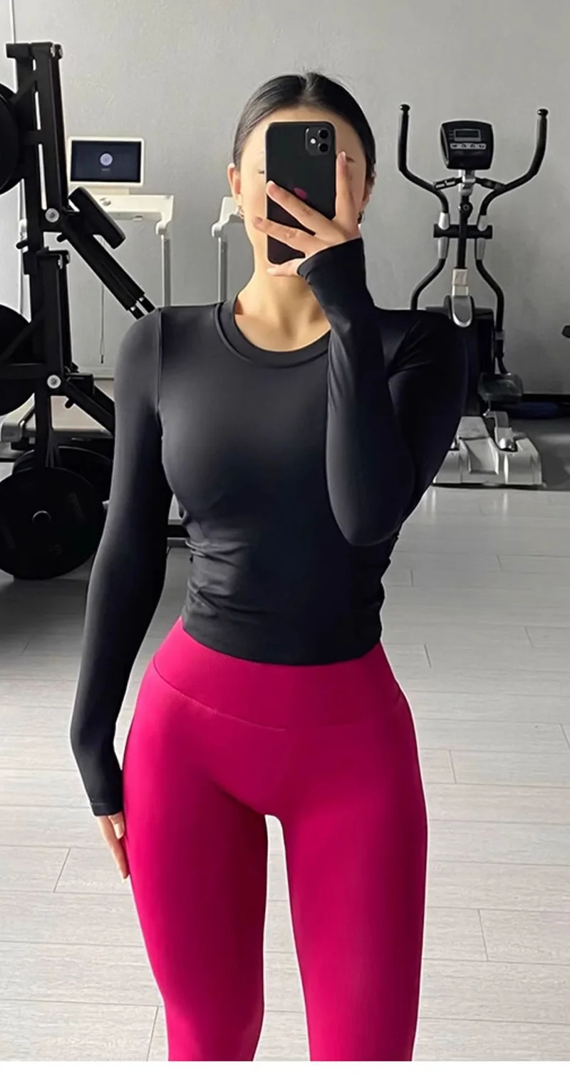 Purple Yoga Shirt - Women's Fitness Top | Long Sleeve Breathable Gym Blouse