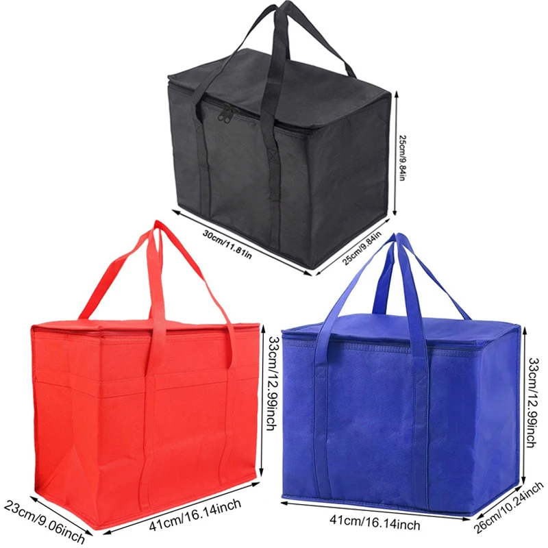 Foldable Insulated Reusable Soft Cooler Bag with Large Capacity for Hot and Cold Food Delivery