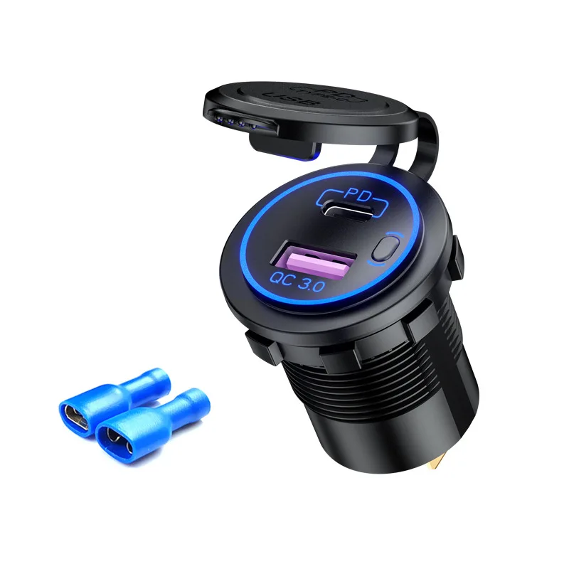 Caricabatteria Auto USB-C 48W Qidoe - Doppia Porta PD E QC3.0 Con Voltmetro LED Per Auto, Barche, Camion - Foto 8