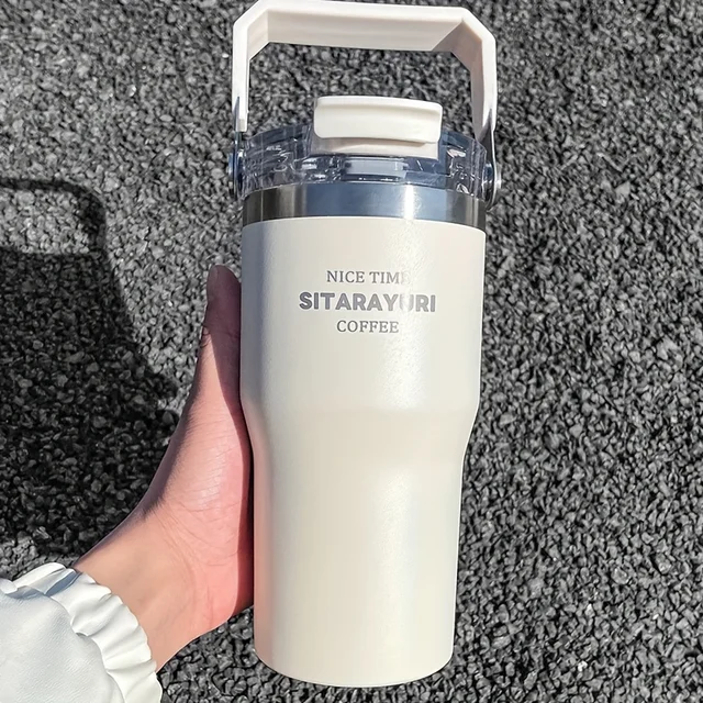 Tasse isolante de grande capacité, tasse d'eau pour café potable de 30.43oz avec paille, bouteille d'eau Simple 5