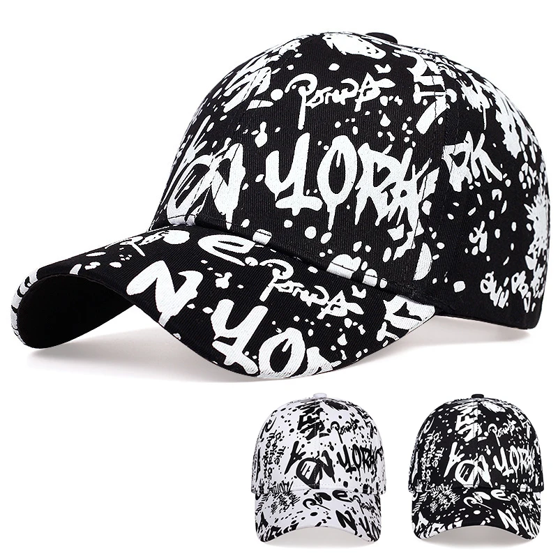 Baseball Caps Unisex Letter Graffiti Print Spring and Autumn Outdoor Adjustable Casual Sunscreen Hat