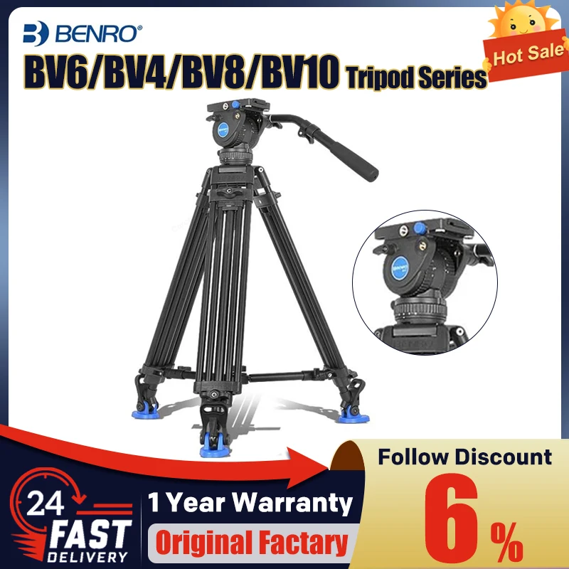 Benro Bv6/bv4/bv8/bv10 Tripod Series Camera Tripod Adjustable Damping Hydraulic Ptz Photography