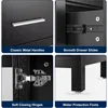 18" Small Bathroom Vanity Sink Combo Modern Freestanding Cabinet W/Matte Glass Door Drawer Blue Boat Tempered Vessel Sink 3