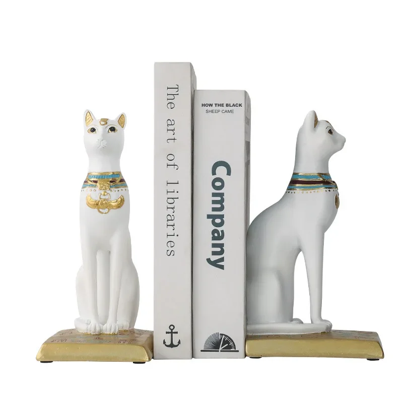 

Vintage Creative Egyptian Cat Book Backrest Ornaments Creative Wine Cabinet Gateway Resin Crafts Living Room Decoration