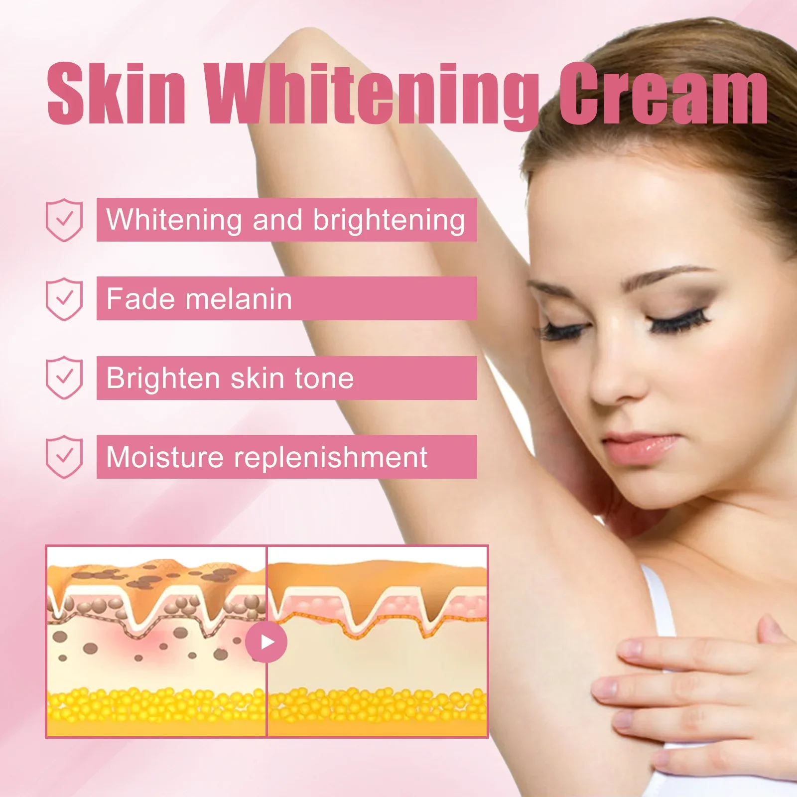 Crema Sbiancante Corpo Schiarire Scuro Intimo Parti Intime Ginocchia Coscia Articolazione Interna Bikini Rimuovere La Melanina Ascelle Crema Sbiancante_voghion.com