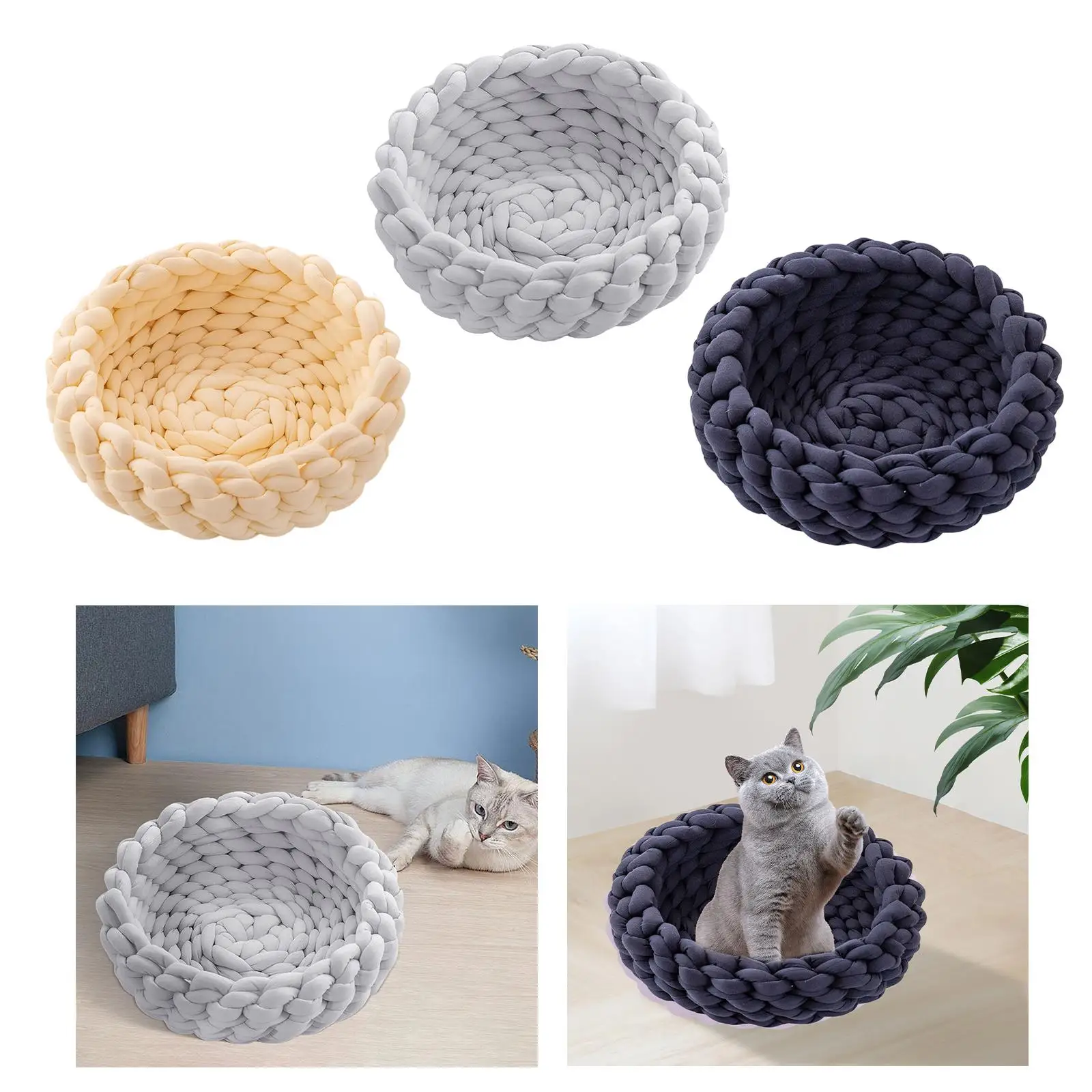 Handwoven Cat Nest Bed Non Slip Durable Round Shape Portable All Seasons Kitten Calming Bed Soft for Pet Supplies Small Dog Handwoven Cat Nest Bed Non Slip Durable Round Shape Portable All Seasons Kitten Calming Bed Soft for Pet Supplies Small Dog