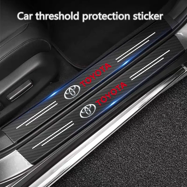 DIY Paste Protector Strip Car Door Sill Side Protect Film Carbon Fiber Car Sticker For toyota camry chr corolla rav4 yaris prius