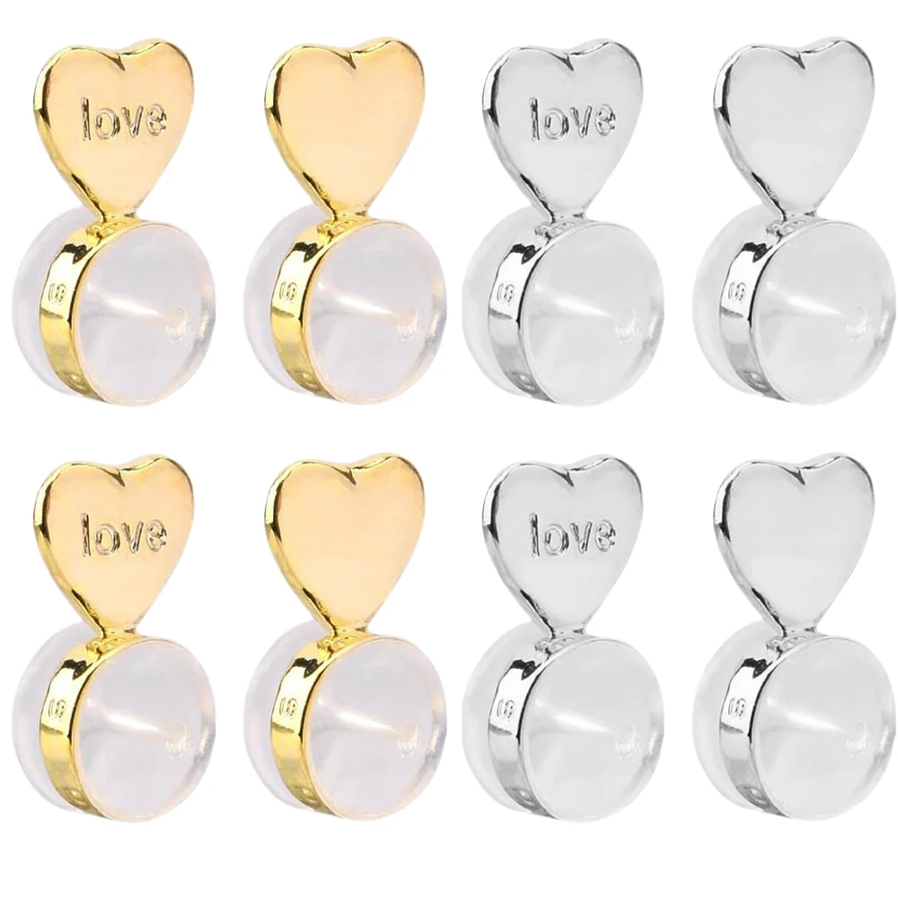 10PcsLotRubberHeartLoveEarringAdjustableLiftersEarBacks