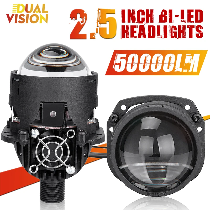 

Bi LED Projector Lens 50000LM LED H4 H7 9005 9006 HB3 HB4 Light 2.5 Inch Halo Projector Lens LED Kits Angel Eyes 6000K 100W 12V